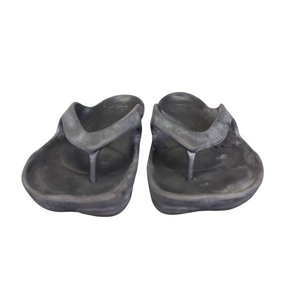 Crocs ABF Almost Barefoot Black Flip-flops Thong Sandals Women's Size 7 Recovery - Picture 3 of 7